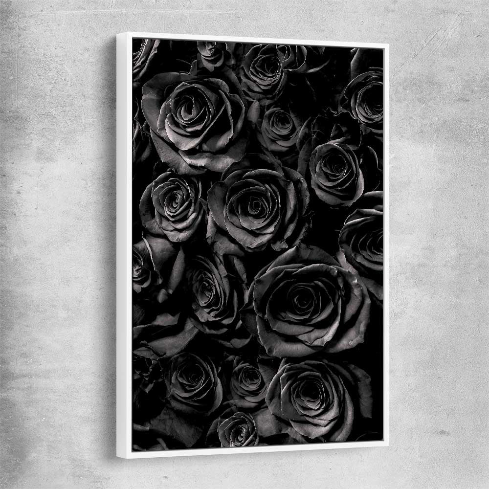 Floral print of Hidden Roses with white framed canvas