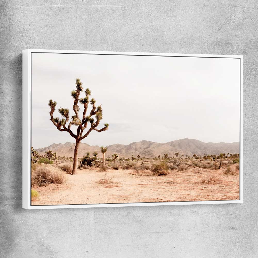 Floral print of Joshua Tree with white framed canvas