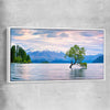 Floral print of Lake Wanaka Landscape with white framed canvas