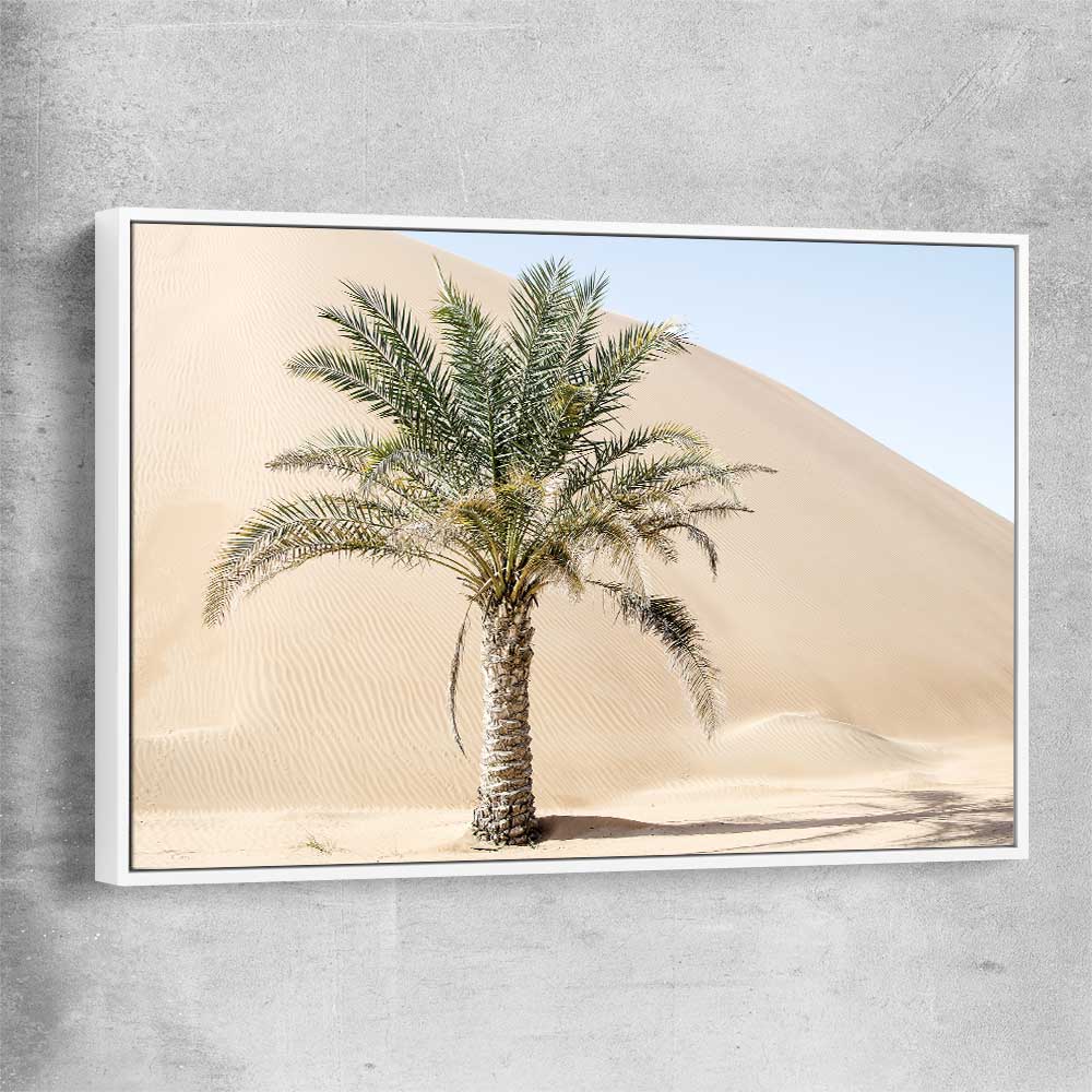 Floral print of Liwa Dunes with white framed canvas
