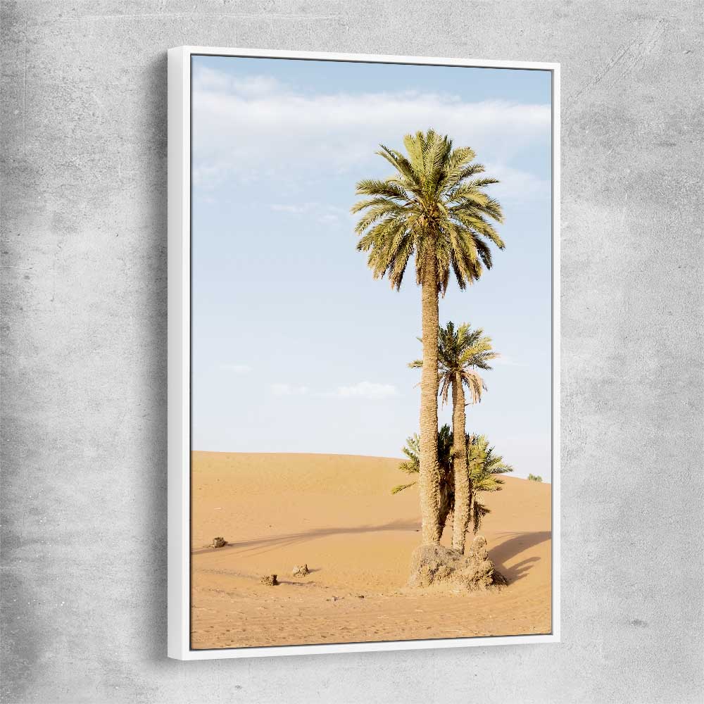 Floral print of Moroccan Palms with white framed canvas