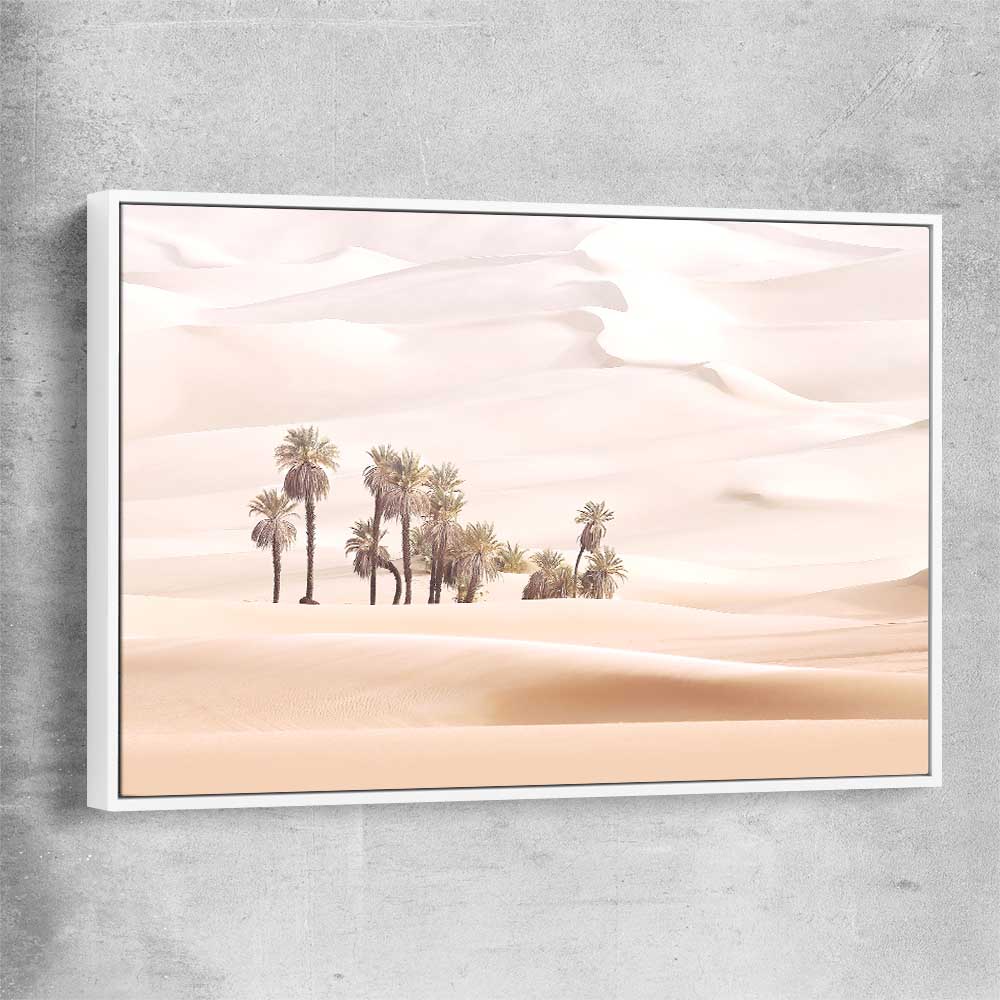Floral print of Oasis Dunes with white framed canvas