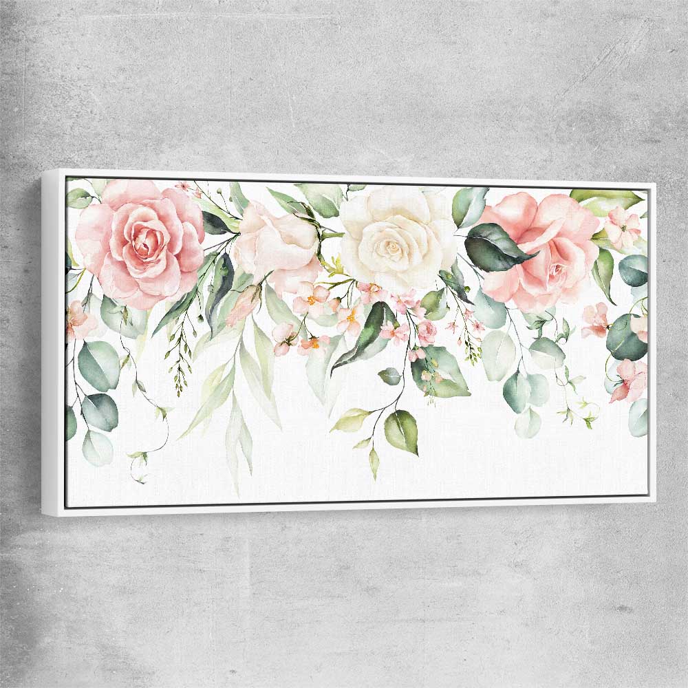 Floral print of Vivid Blossom with white framed canvas