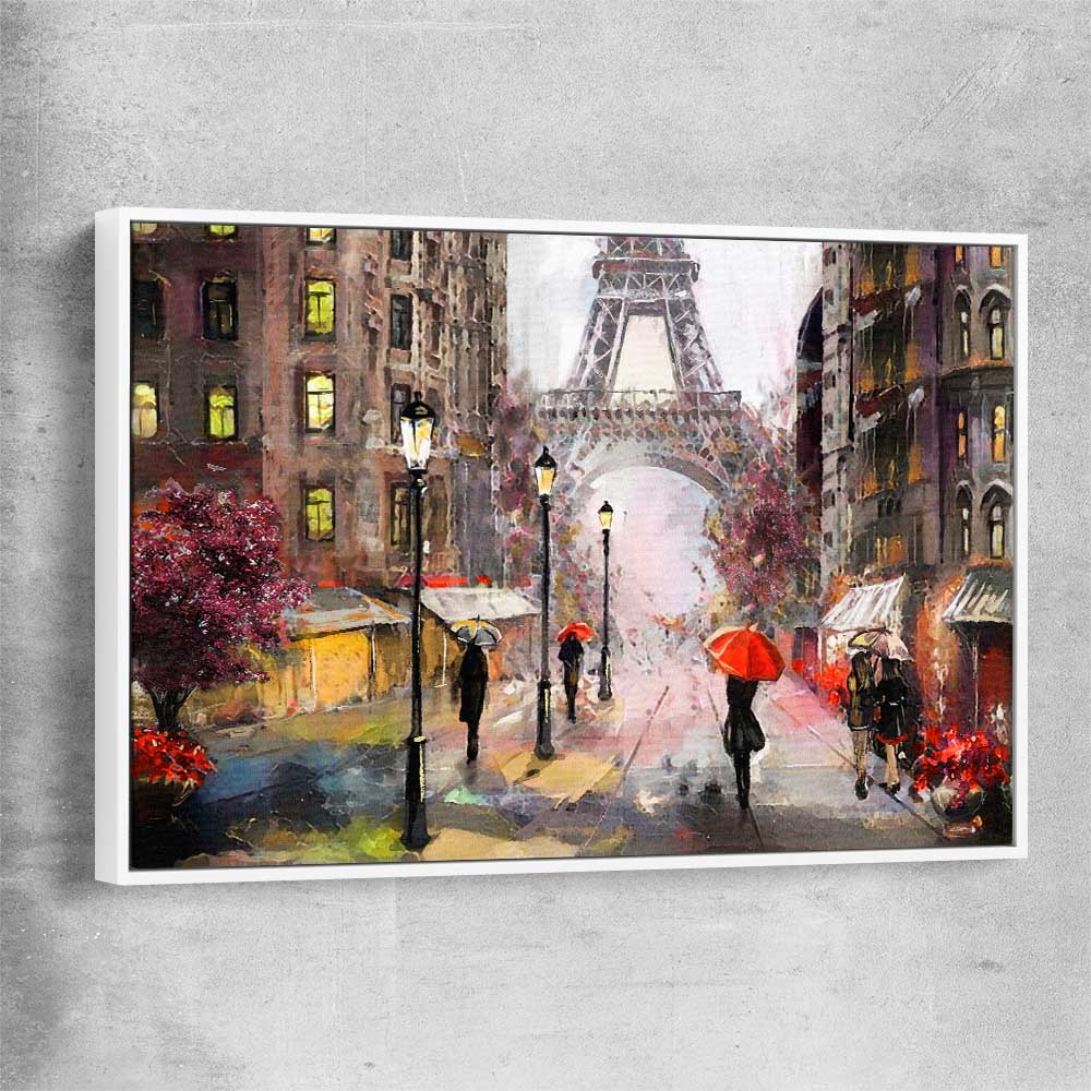 Beautiful Paris white framed canvas is a high quality print in our city skyline, travel prints and maps collection