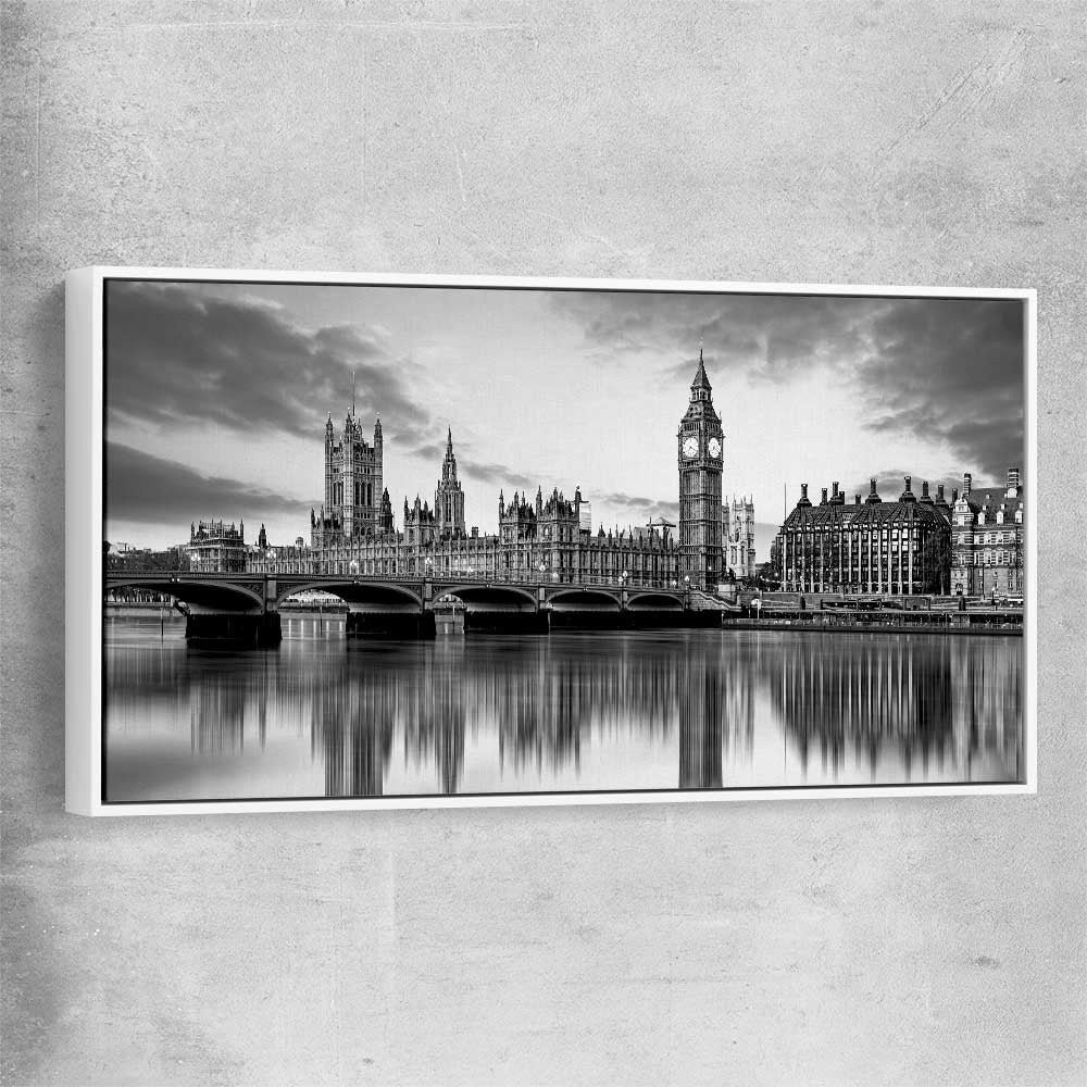 Big Ben London white framed canvas is a high quality print in our city skyline, travel prints and maps collection