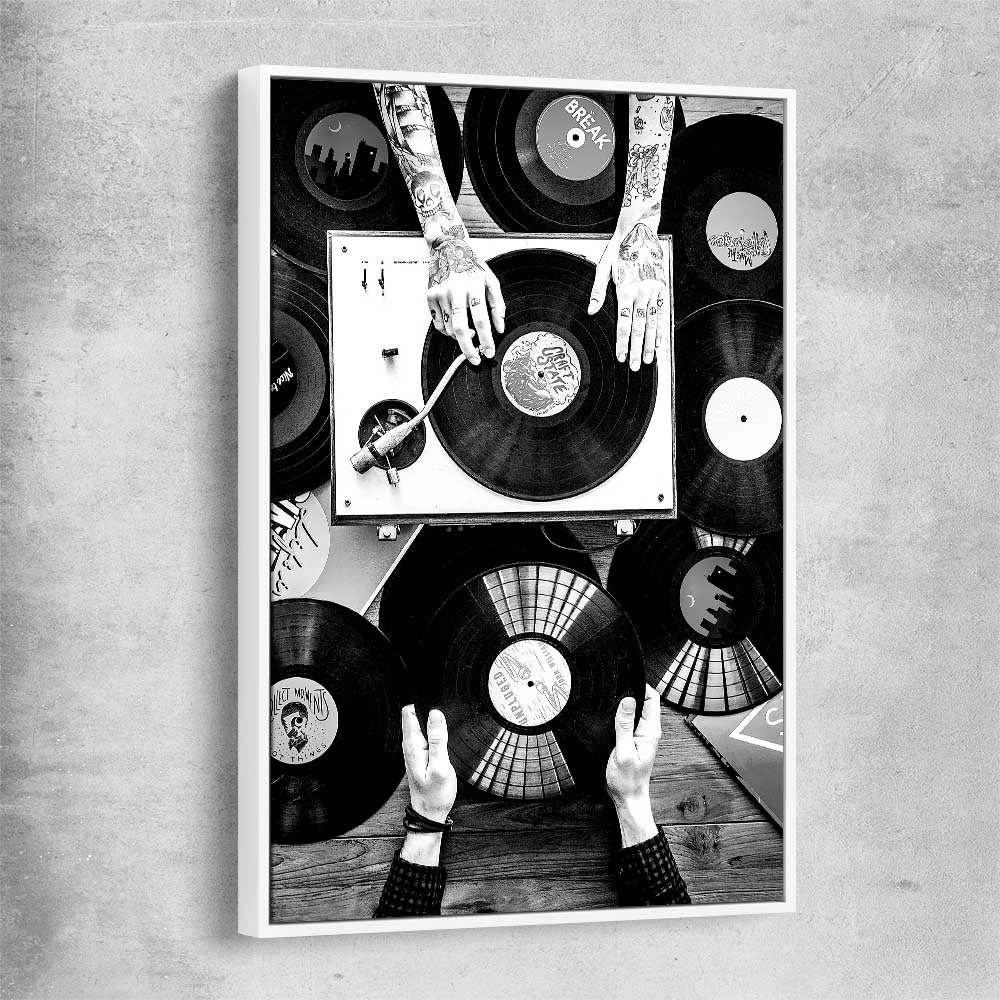 Music Vibes white framed canvas is a high quality print in our city skyline, travel prints and maps collection