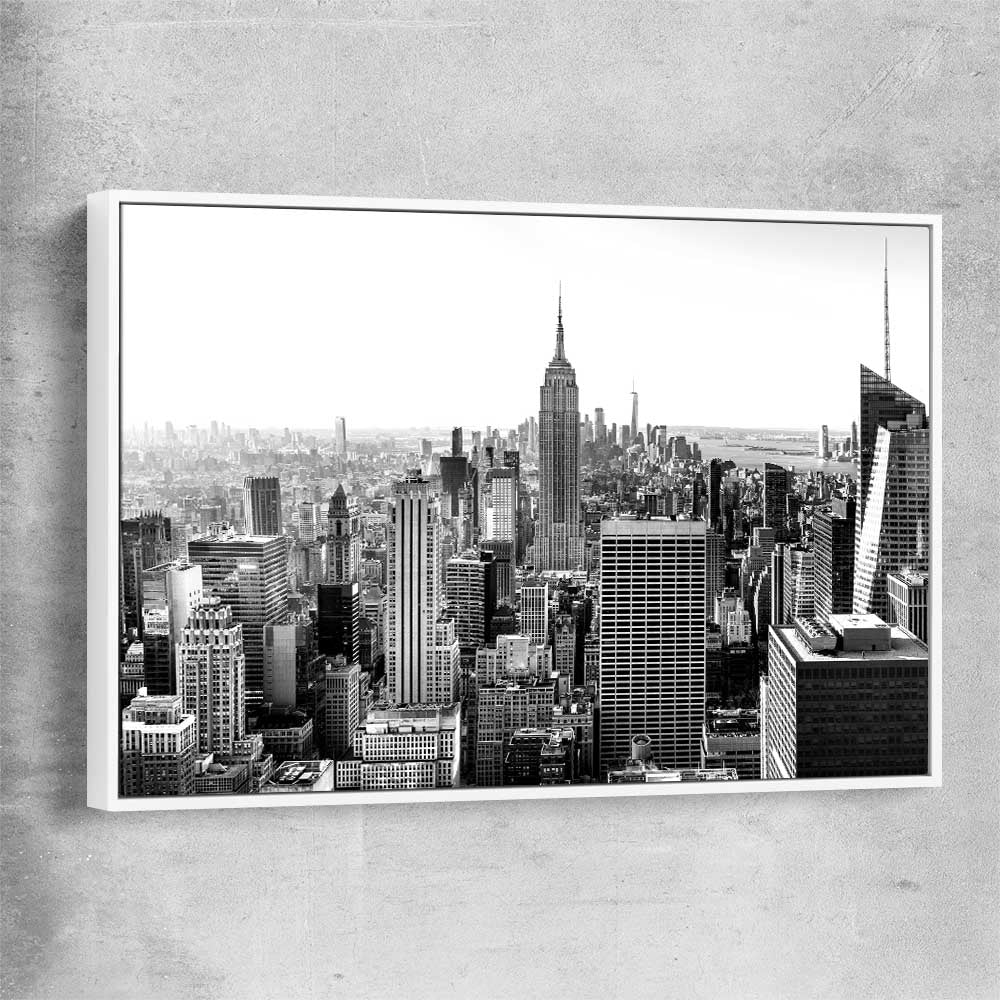 New York Skyline white framed canvas is a high quality print in our city skyline, travel prints and maps collection