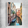 Venice Streets white framed canvas is a high quality print in our city skyline, travel prints and maps collection