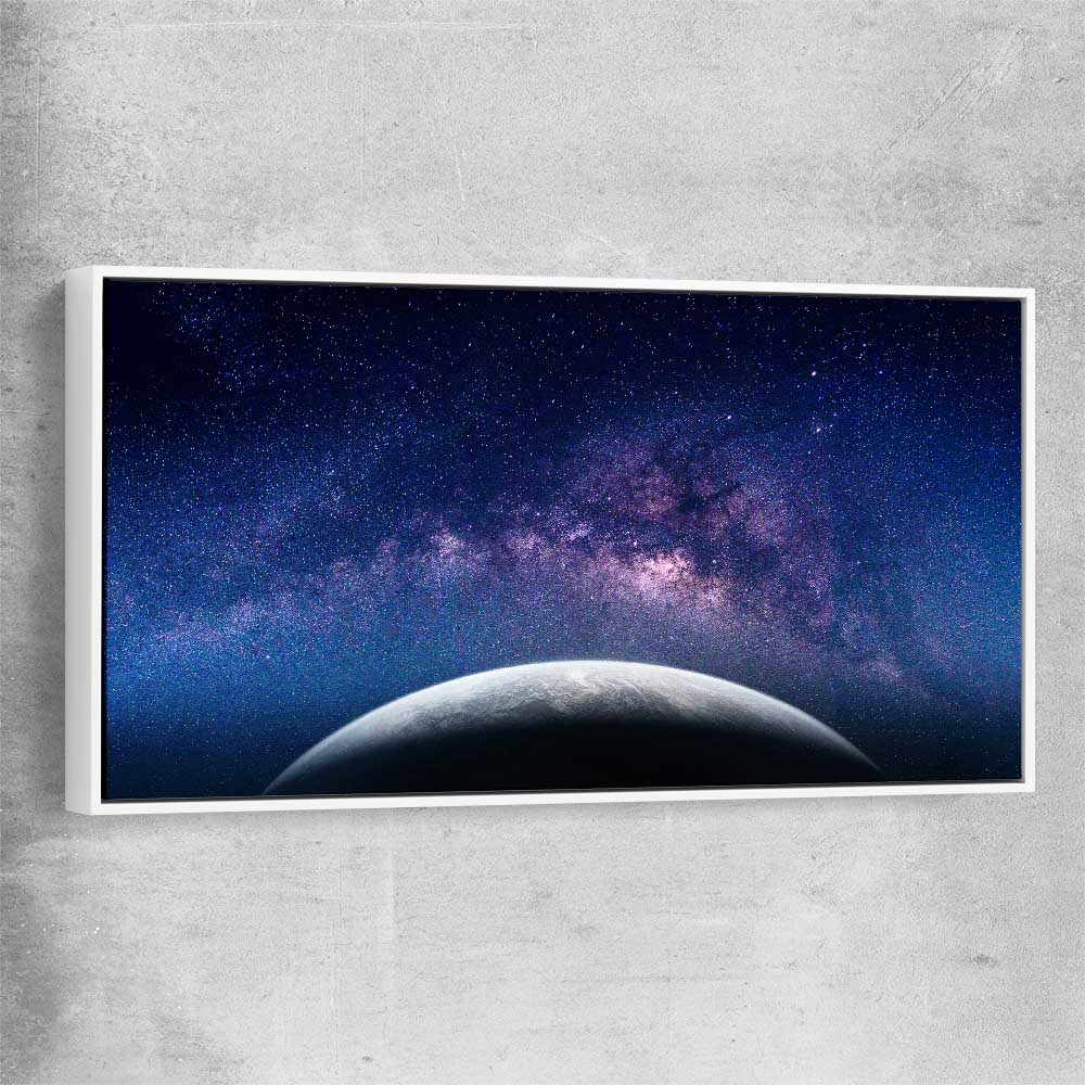 Space prints and wall art of Earth View with white framed canvas
