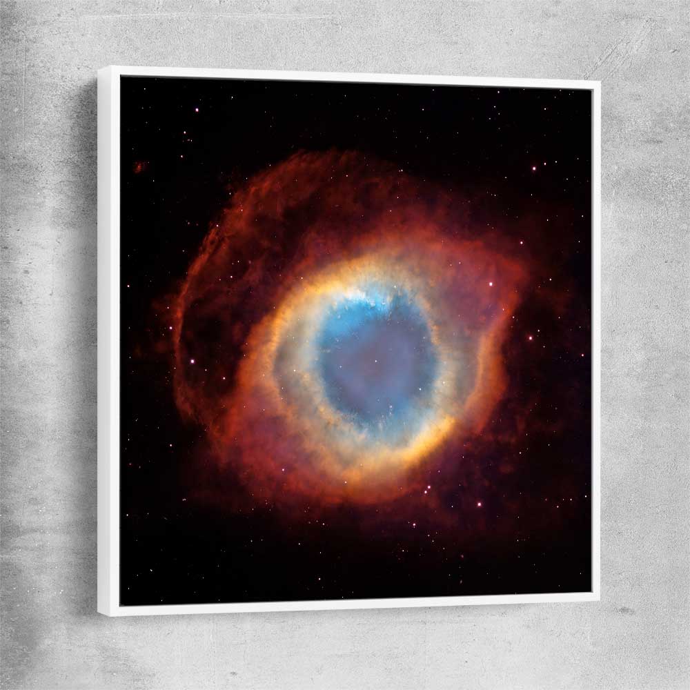Space prints and wall art of Helix Nebula with white framed canvas