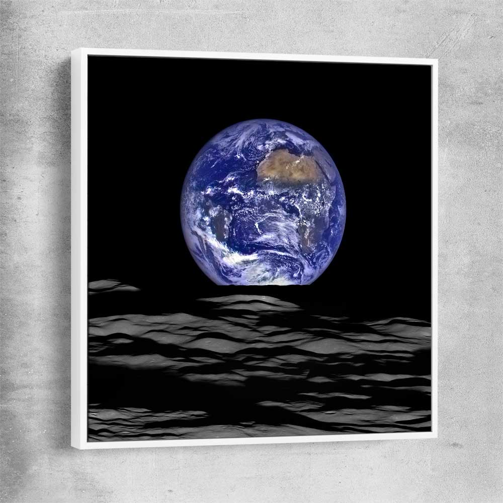 Space prints and wall art of The Earth with white framed canvas