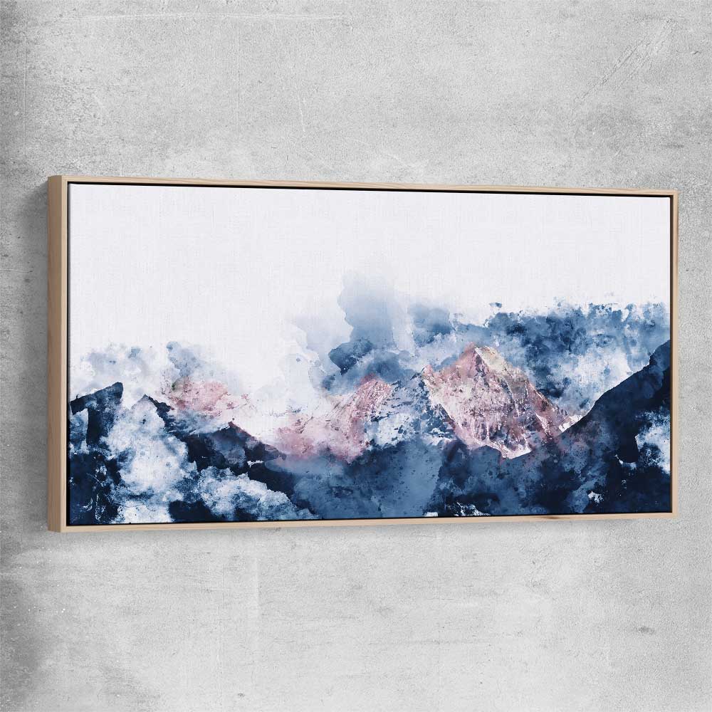 Abstract Mountains raw oak framed canvas - part of our high quality canvas abstract wall art collection