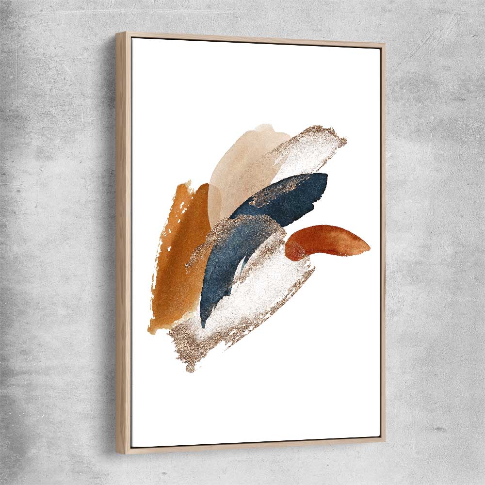Abstract Strokes One raw oak framed canvas - part of our high quality canvas abstract wall art collection