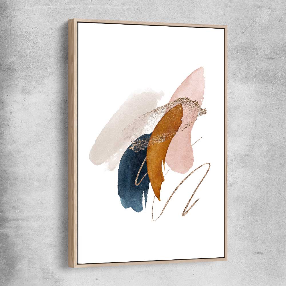 Abstract Strokes Two raw oak framed canvas - part of our high quality canvas abstract wall art collection