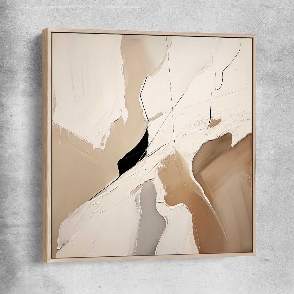 Beige Neutral raw oak framed canvas - part of our high quality canvas abstract wall art collection