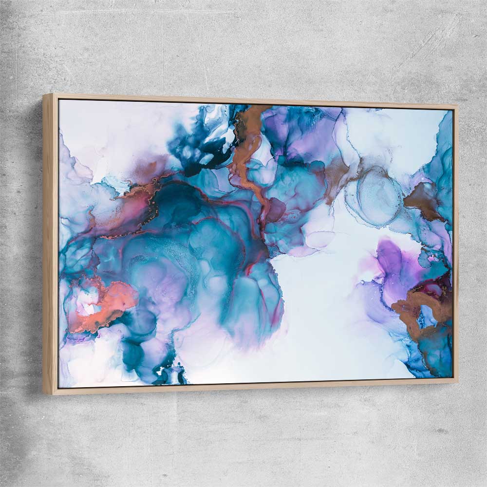 Blue Dreaming raw oak framed canvas - part of our high quality canvas abstract wall art collection