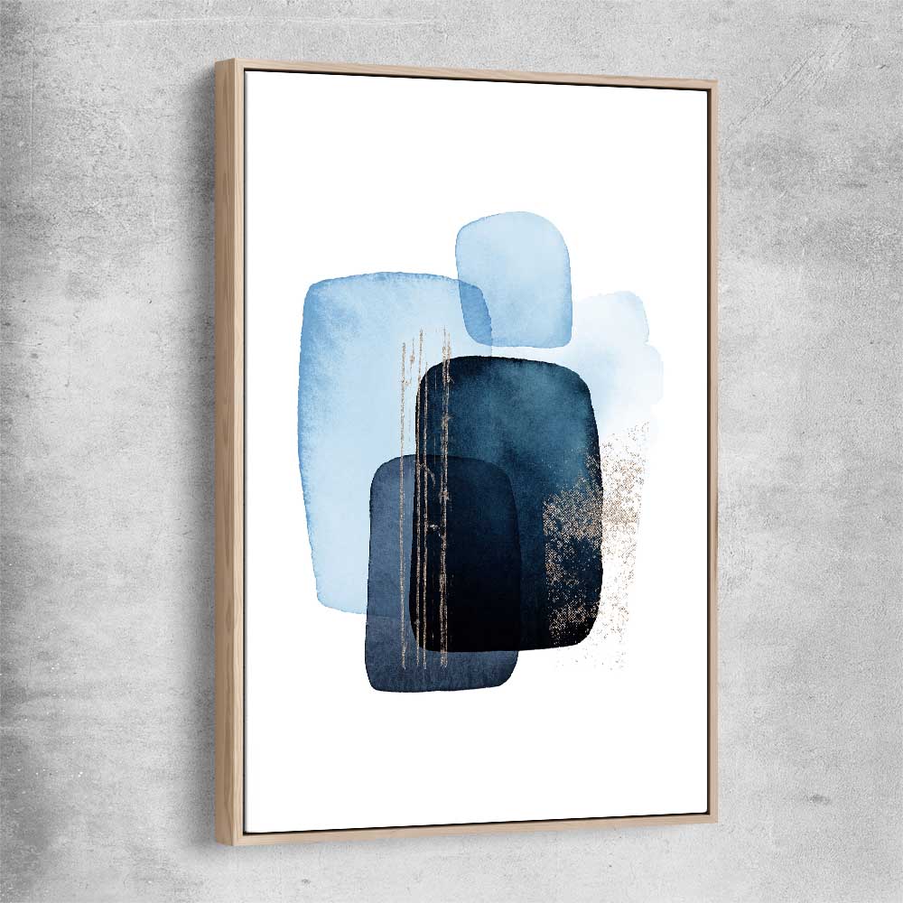 Blue Ivory One raw oak framed canvas - part of our high quality canvas abstract wall art collection