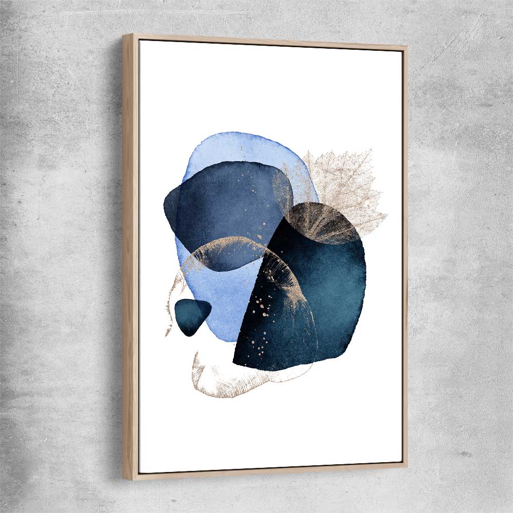 Blue Ivory Two raw oak framed canvas - part of our high quality canvas abstract wall art collection