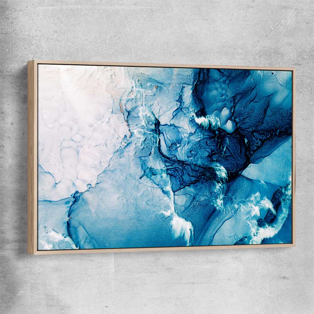 Blue Ripples raw oak framed canvas - part of our high quality canvas abstract wall art collection