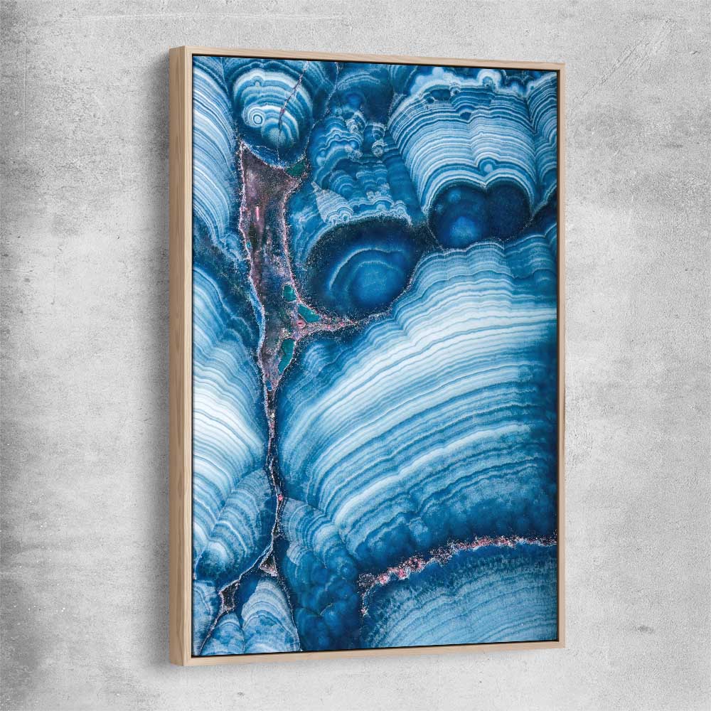 Blue Stratum raw oak framed canvas - part of our high quality canvas abstract wall art collection