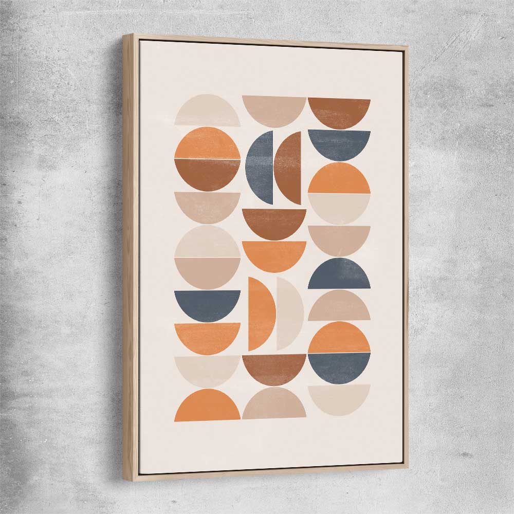 Bohemian Moons raw oak framed canvas - part of our high quality canvas abstract wall art collection