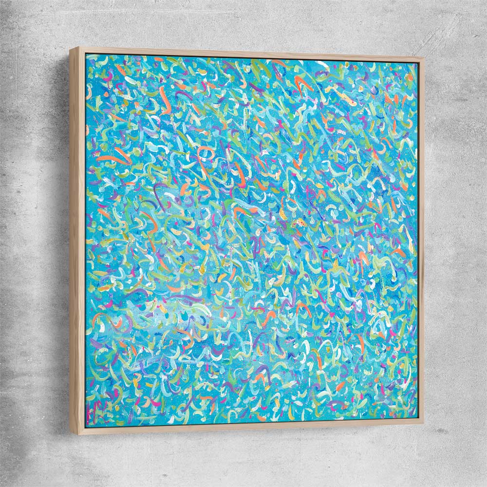 Broken Molecules raw oak framed canvas - part of our high quality canvas abstract wall art collection