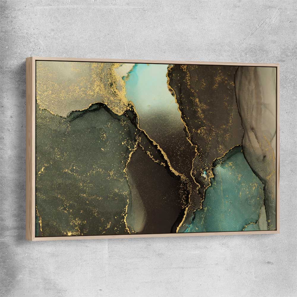 Brown Marble Flow raw oak framed canvas - part of our high quality canvas abstract wall art collection