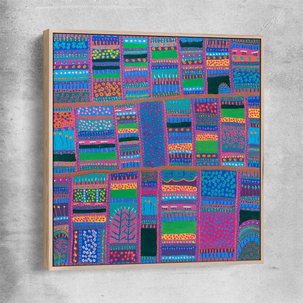 Cheerfulness raw oak framed canvas - part of our high quality canvas abstract wall art collection