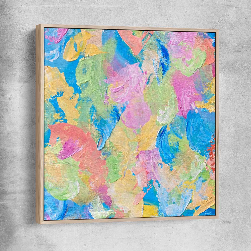 Colour Burst raw oak framed canvas - part of our high quality canvas abstract wall art collection
