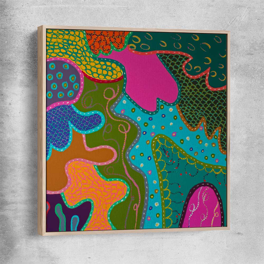 Colour has Joy raw oak framed canvas - part of our high quality canvas abstract wall art collection
