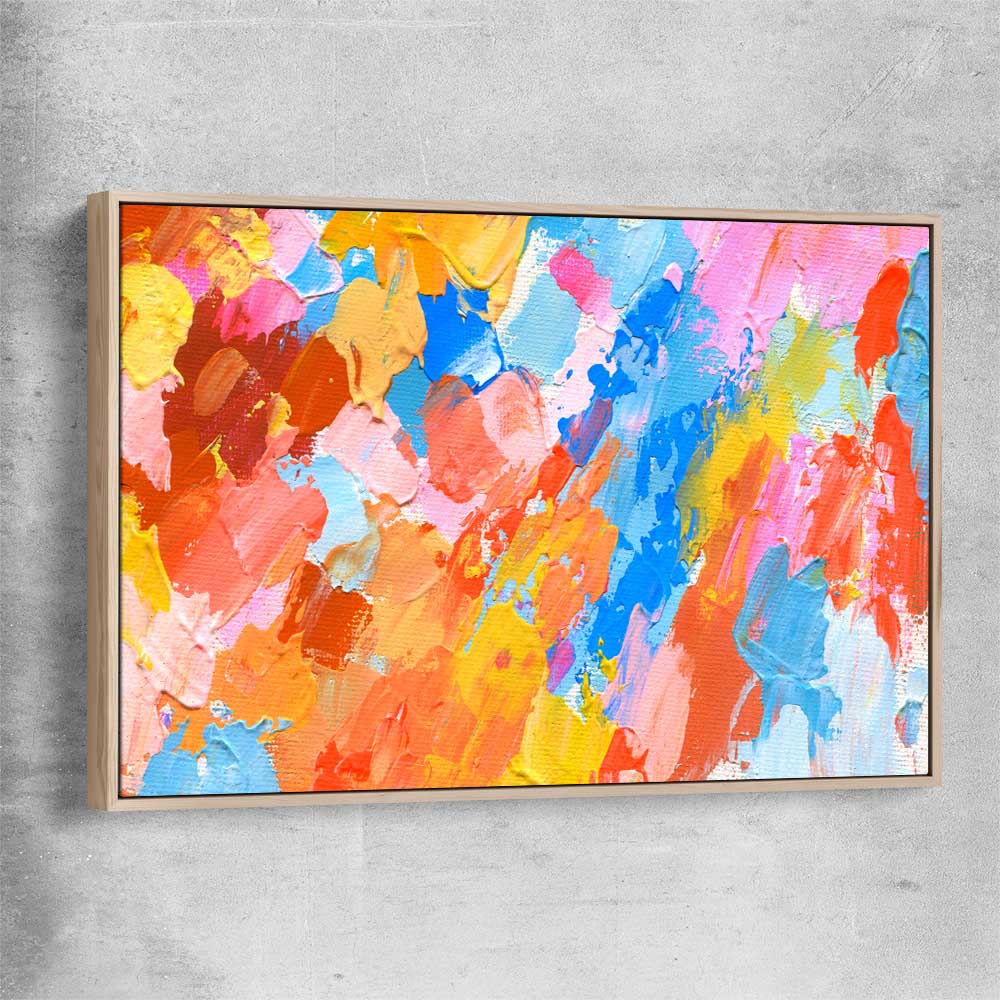 Colour Rays raw oak framed canvas - part of our high quality canvas abstract wall art collection