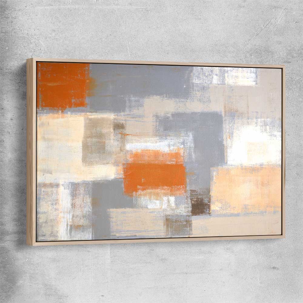 Cosy Beige raw oak framed canvas - part of our high quality canvas abstract wall art collection