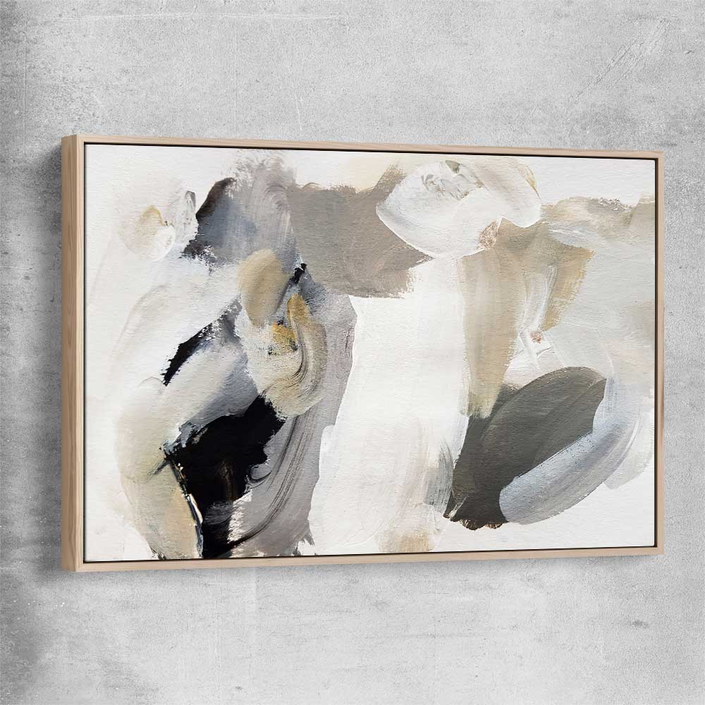 Cosy Neutral raw oak framed canvas - part of our high quality canvas abstract wall art collection
