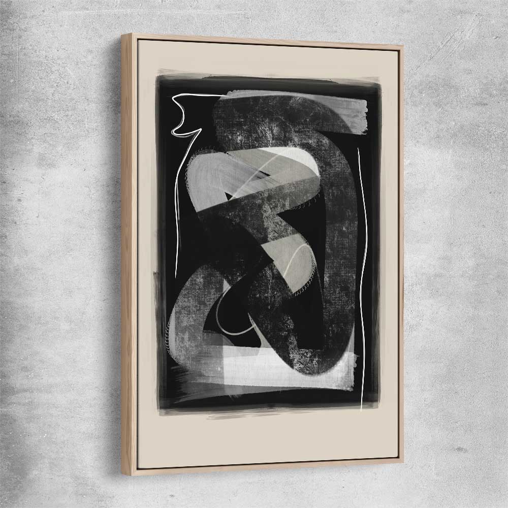 Dark Flow raw oak framed canvas - part of our high quality canvas abstract wall art collection