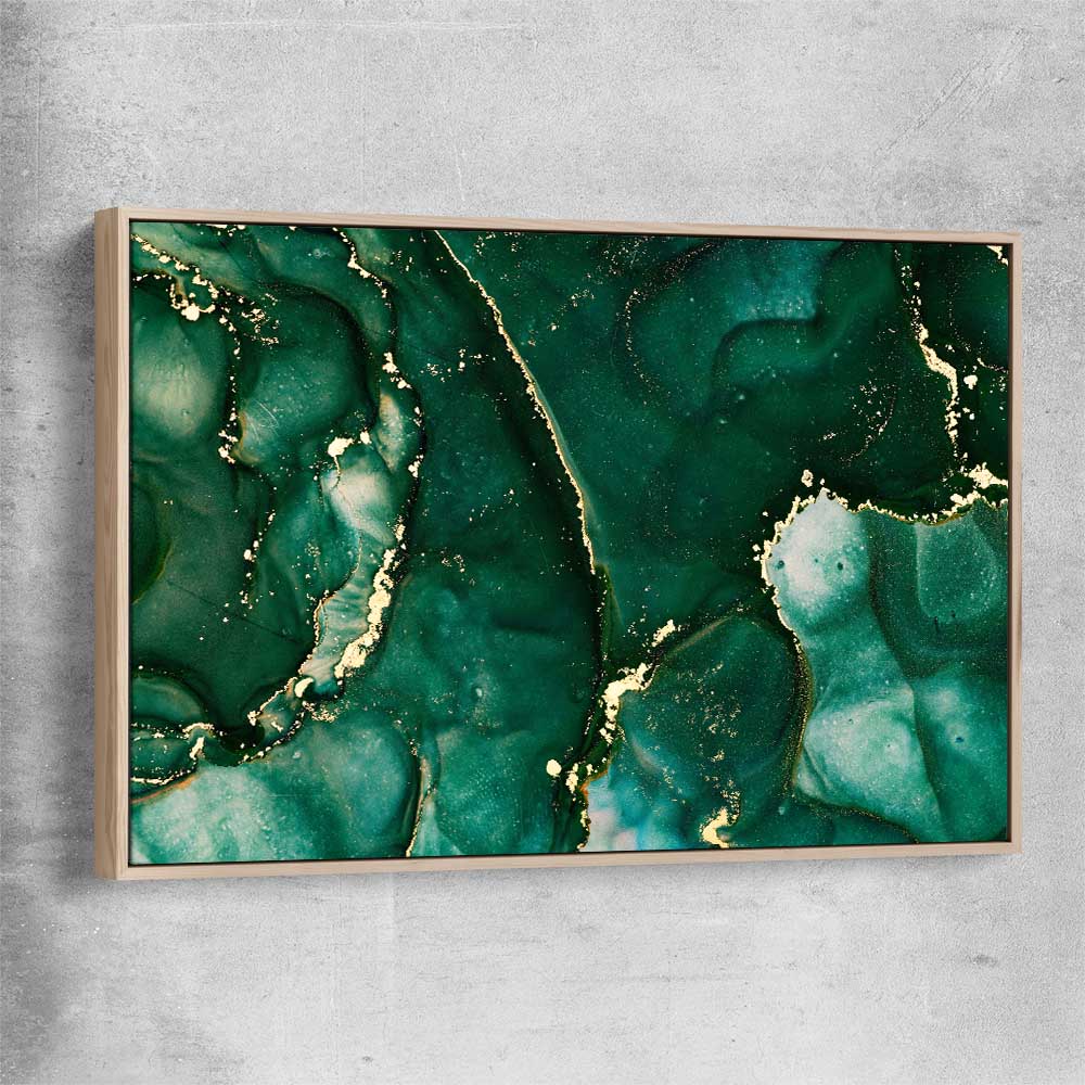 Deep Turquoise raw oak framed canvas - part of our high quality canvas abstract wall art collection