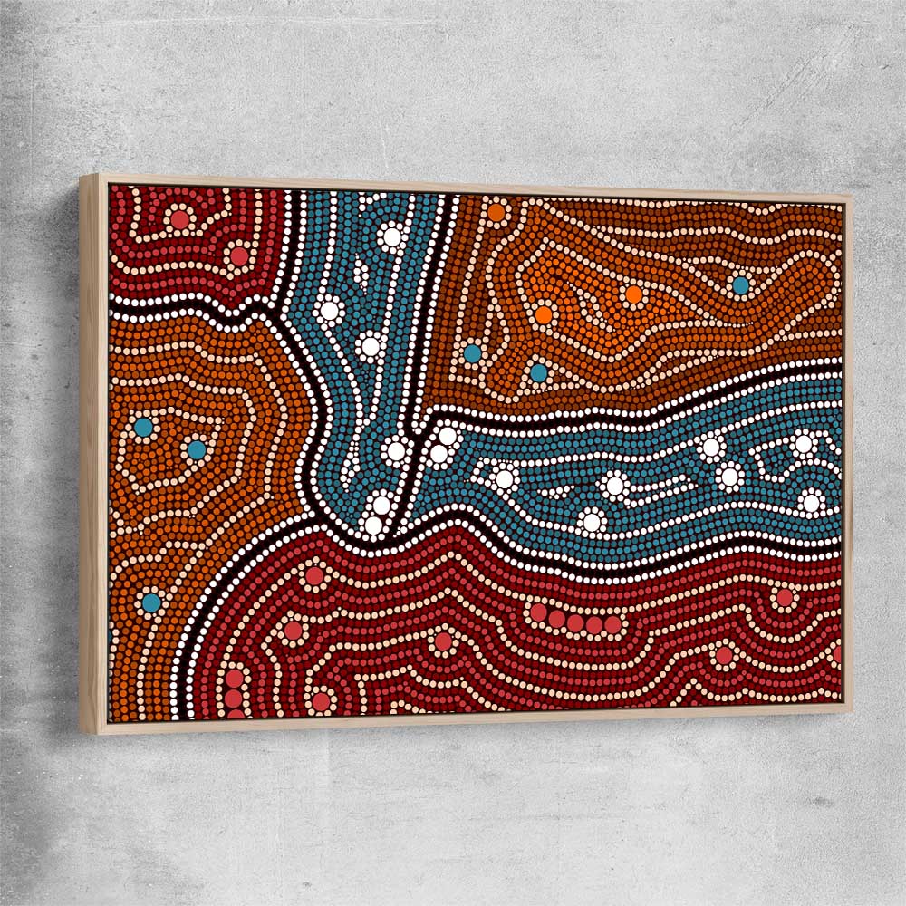 Dots of Night raw oak framed canvas - part of our high quality canvas abstract wall art collection
