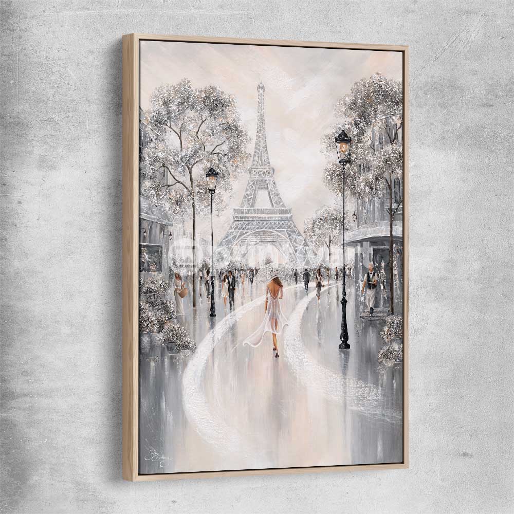 Eiffel Tower, Flair of Paris raw oak framed canvas - part of our high quality canvas abstract wall art collection