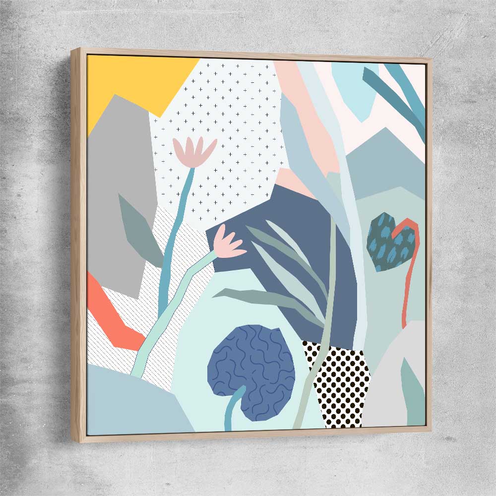 Gentle Growth raw oak framed canvas - part of our high quality canvas abstract wall art collection