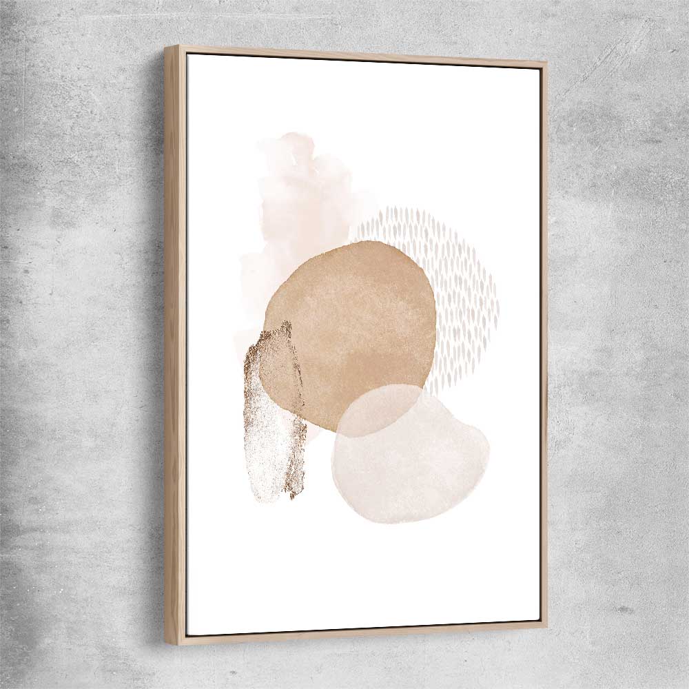 Geometric Circles raw oak framed canvas - part of our high quality canvas abstract wall art collection