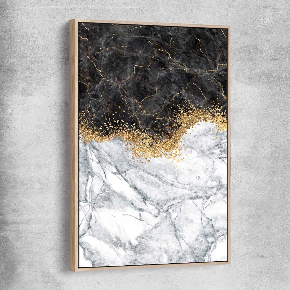 Golden Marble One raw oak framed canvas - part of our high quality canvas abstract wall art collection