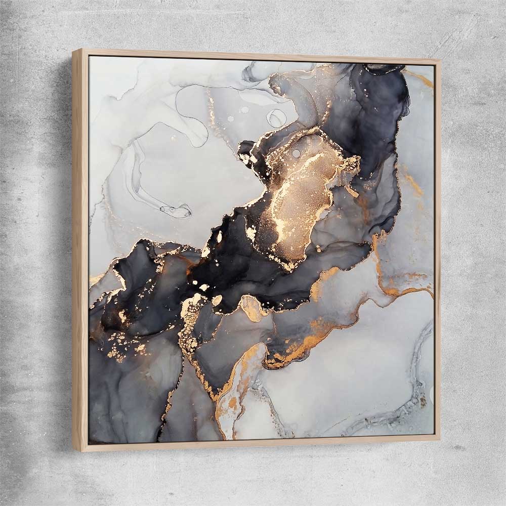Golden Tones raw oak framed canvas - part of our high quality canvas abstract wall art collection