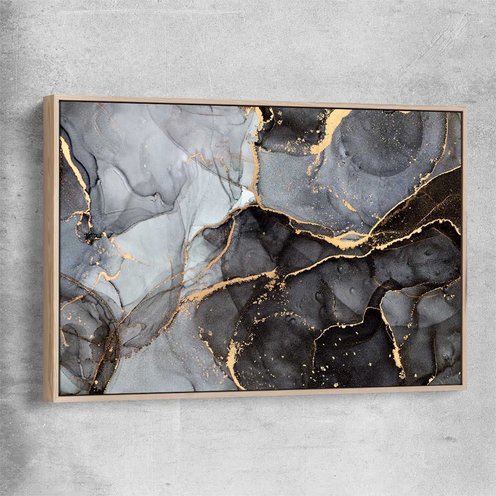 Grey Fissure raw oak framed canvas - part of our high quality canvas abstract wall art collection