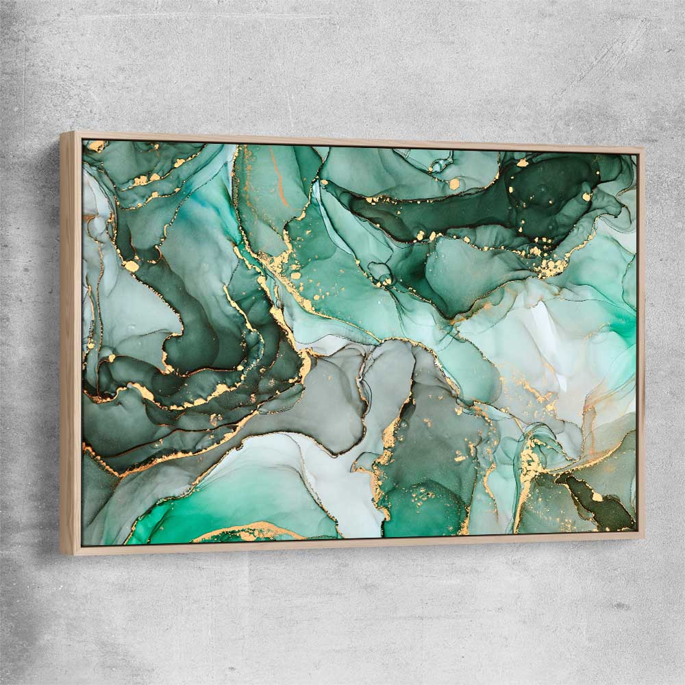 Luxury Turquoise raw oak framed canvas - part of our high quality canvas abstract wall art collection
