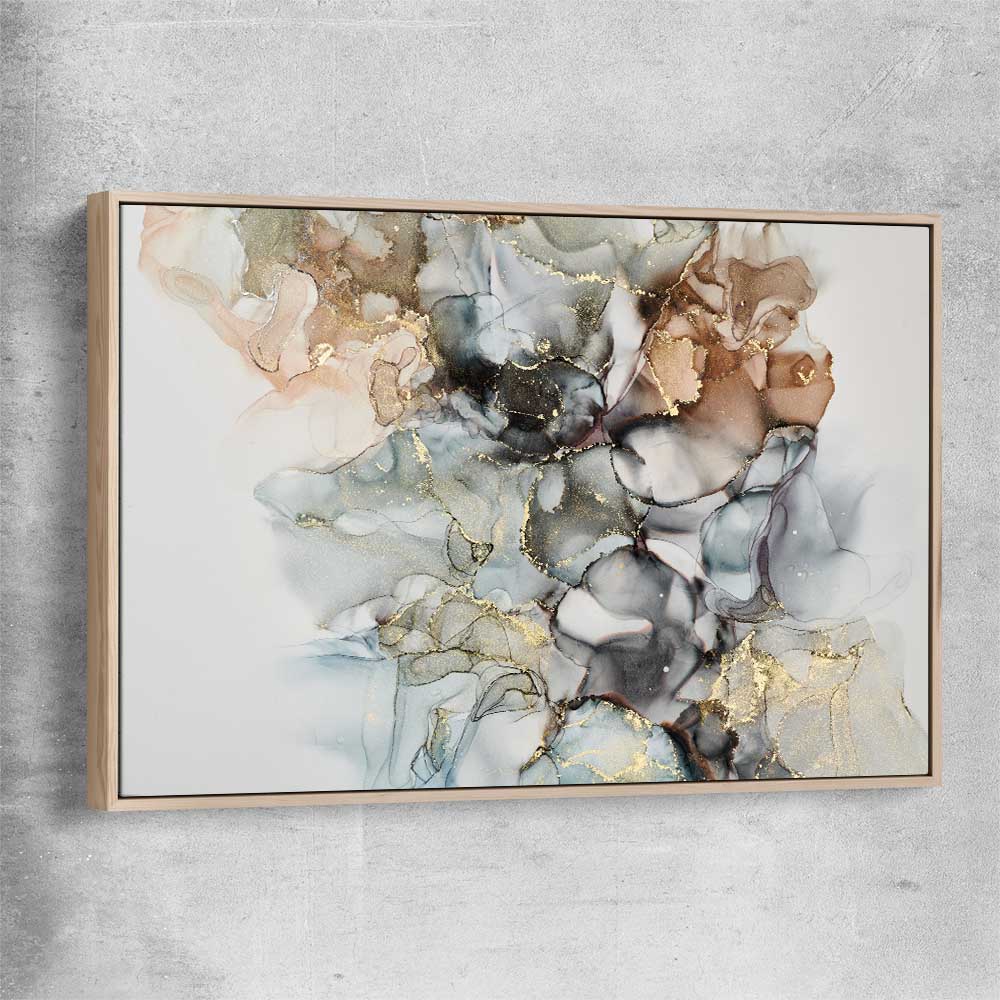 Luxury Waves raw oak framed canvas - part of our high quality canvas abstract wall art collection