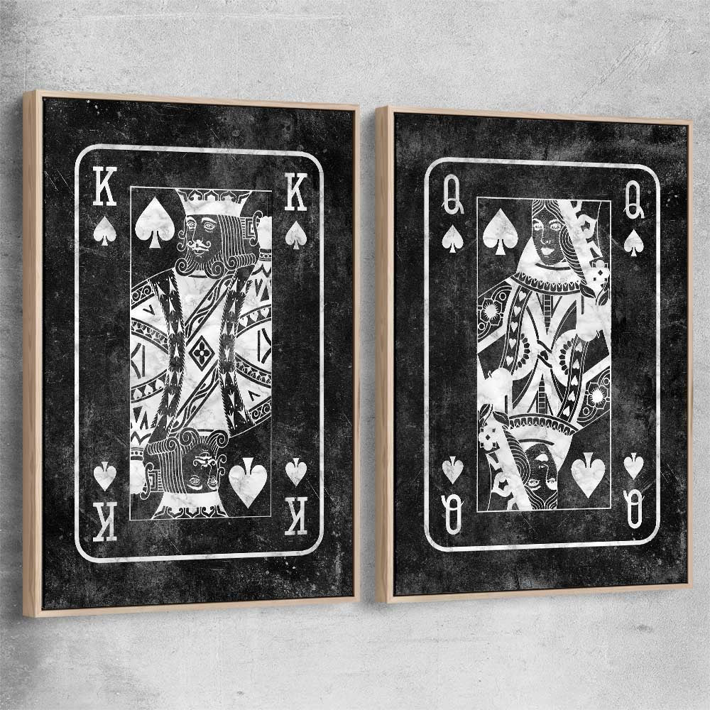 Inspirational wall art print of Marble King Pair with raw oak framed canvas