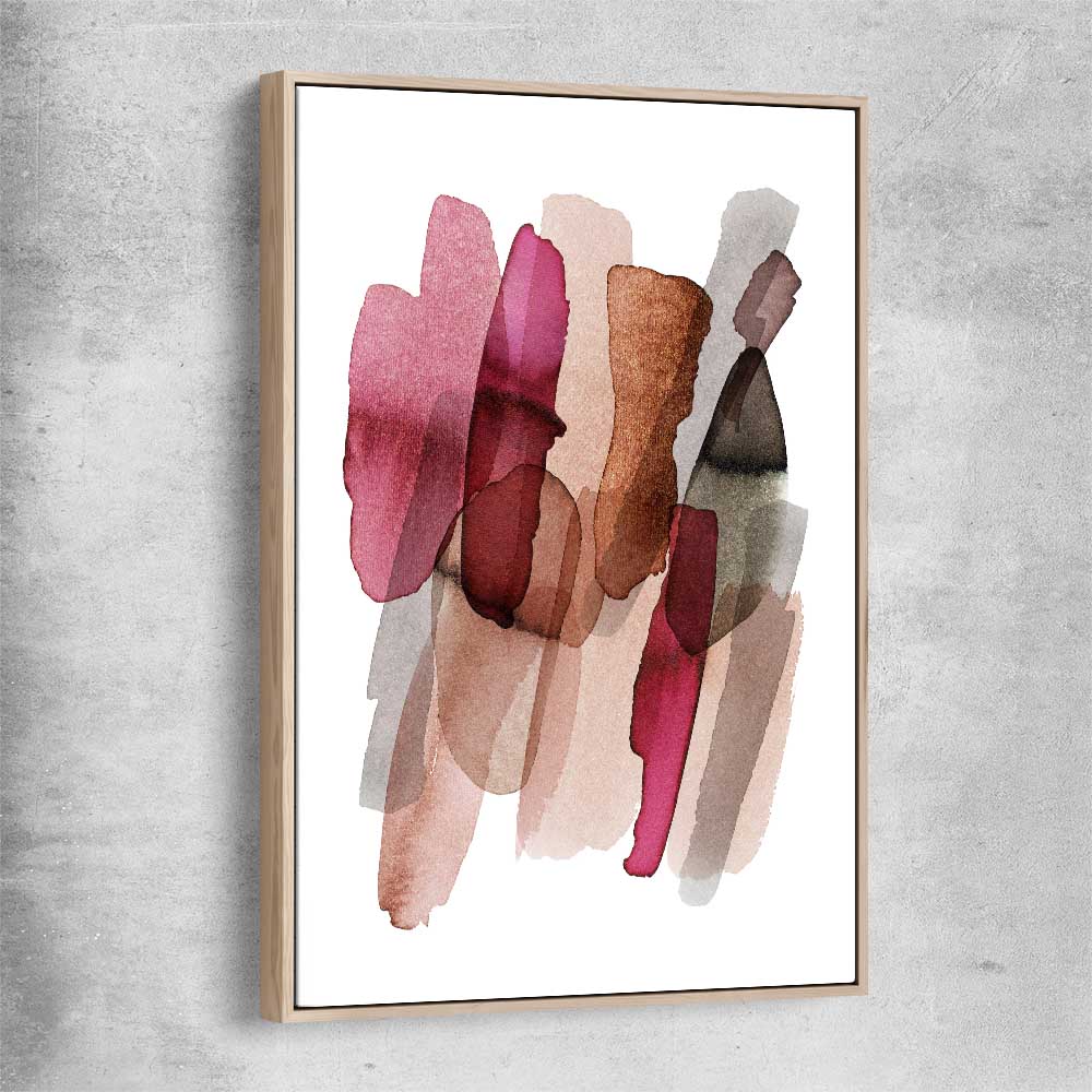 Maroon Tones One raw oak framed canvas - part of our high quality canvas abstract wall art collection