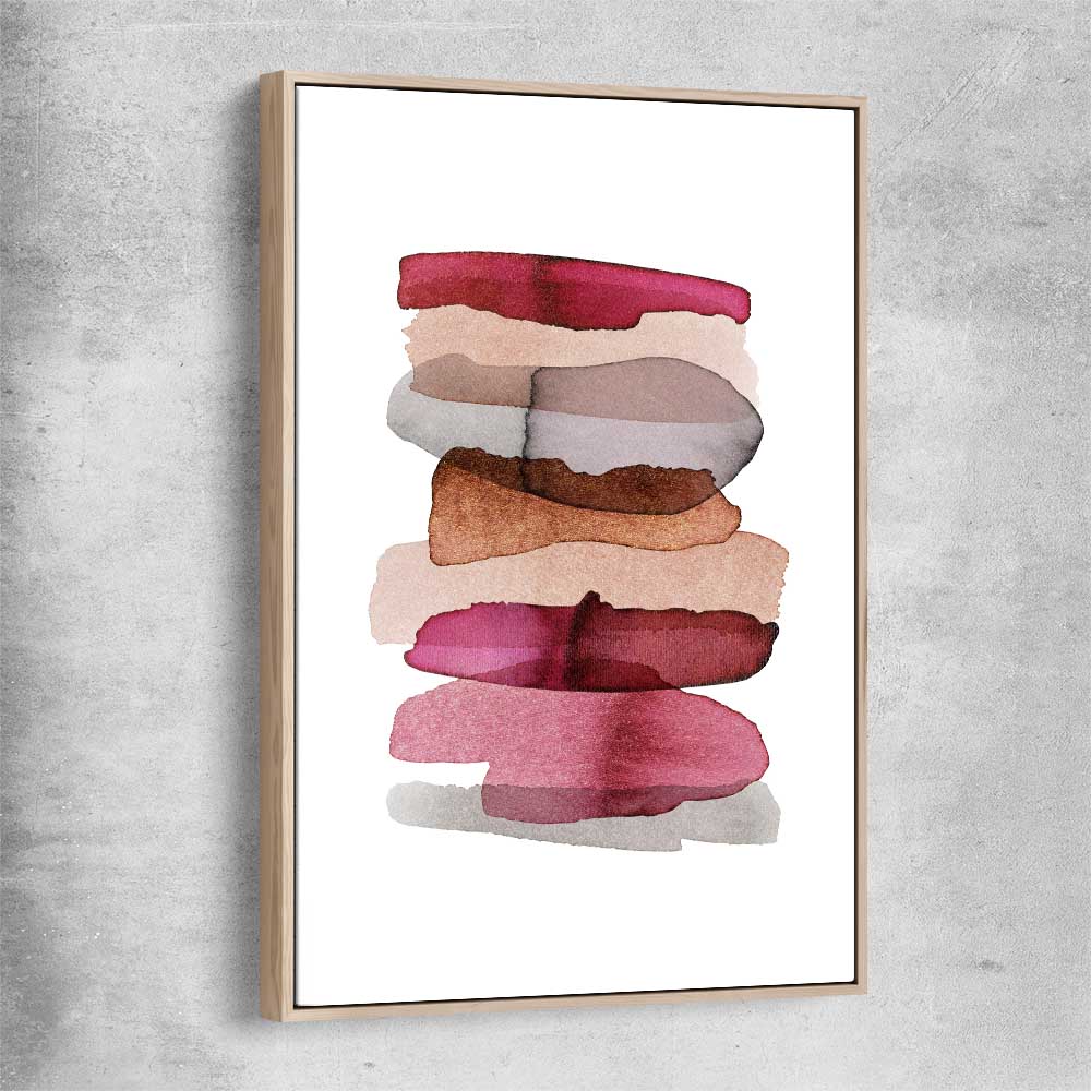 Maroon Tones Two raw oak framed canvas - part of our high quality canvas abstract wall art collection