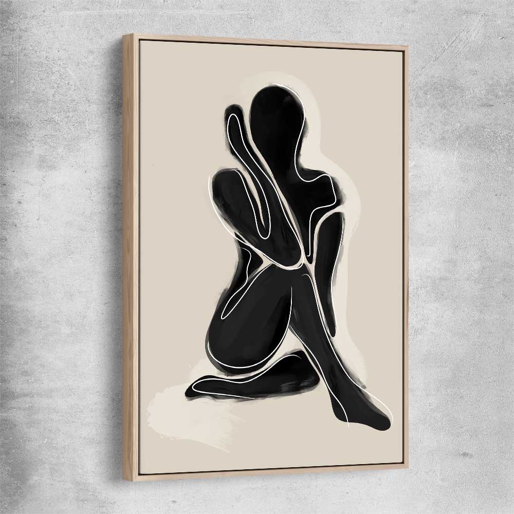 Matisse Shadow One raw oak framed canvas - part of our high quality canvas abstract wall art collection