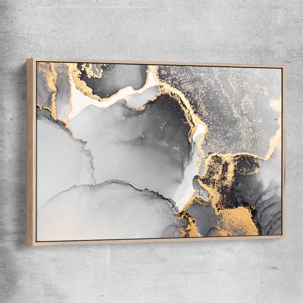 Meandering Greys raw oak framed canvas - part of our high quality canvas abstract wall art collection