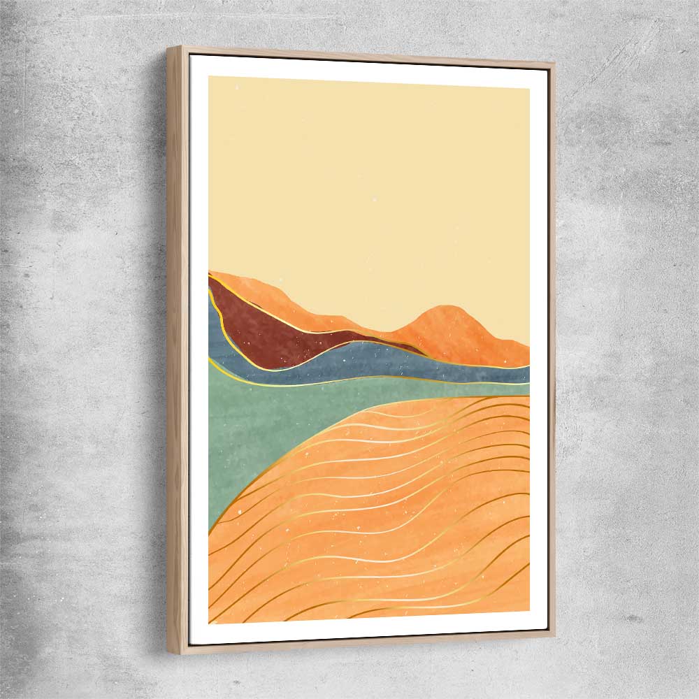 Nature Waves Three raw oak framed canvas - part of our high quality canvas abstract wall art collection